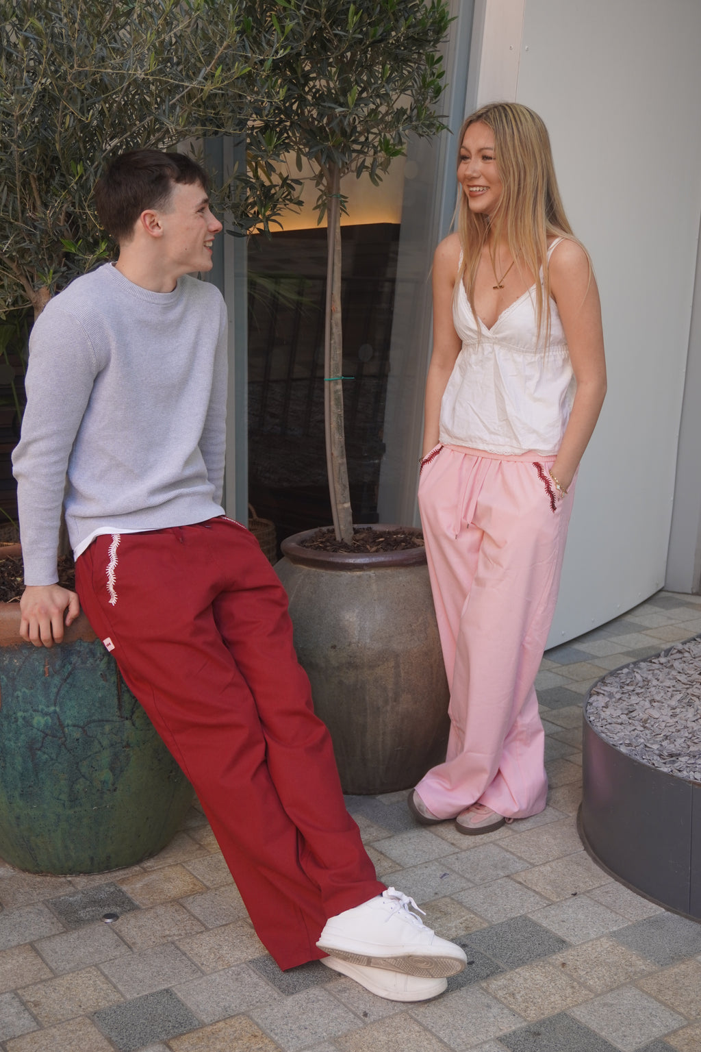 Burgundy Wide Leg Ellipsis Trousers