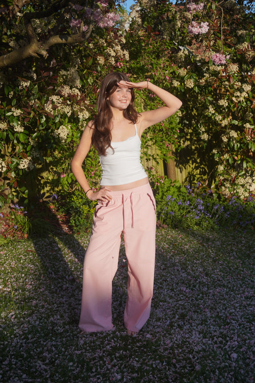 Blossom Pink Wide Leg Ellipsis Trousers
