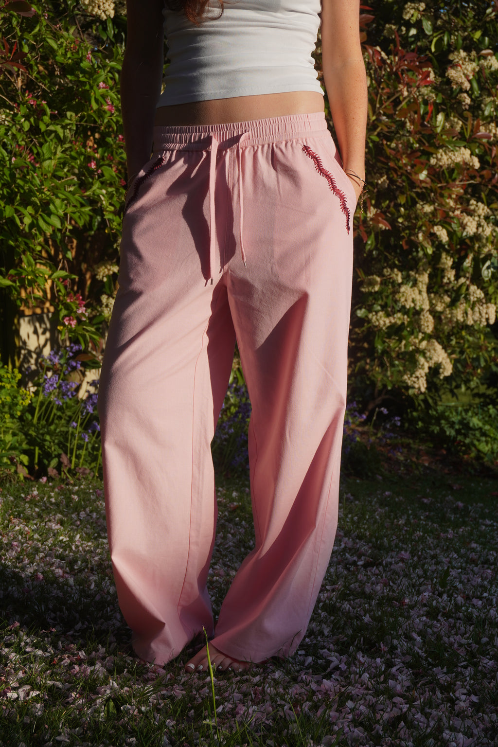 Blossom Pink Wide Leg Ellipsis Trousers