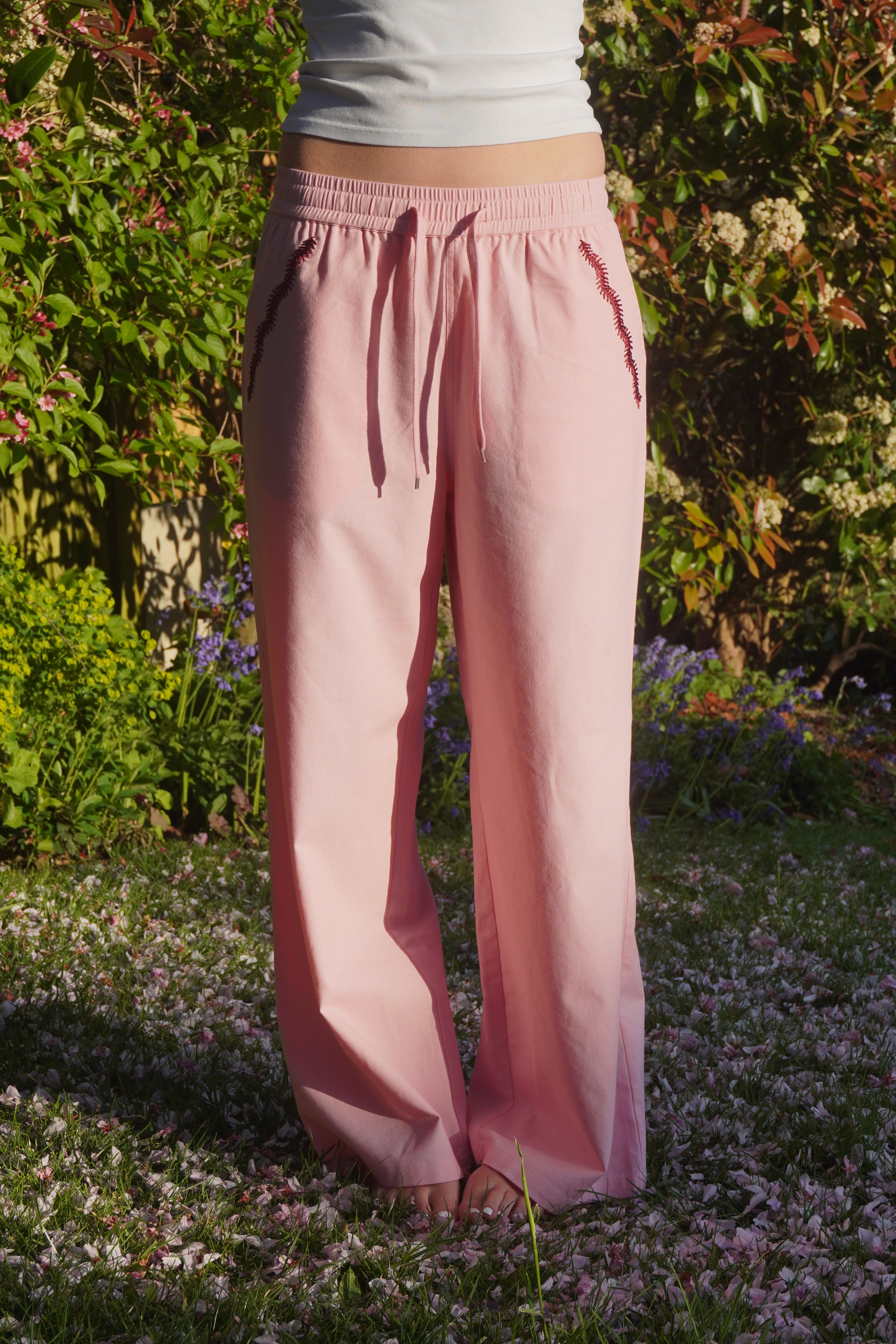 Blossom Pink Wide Leg Ellipsis Trousers