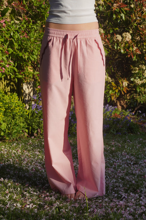 Blossom Pink Wide Leg Ellipsis Trousers